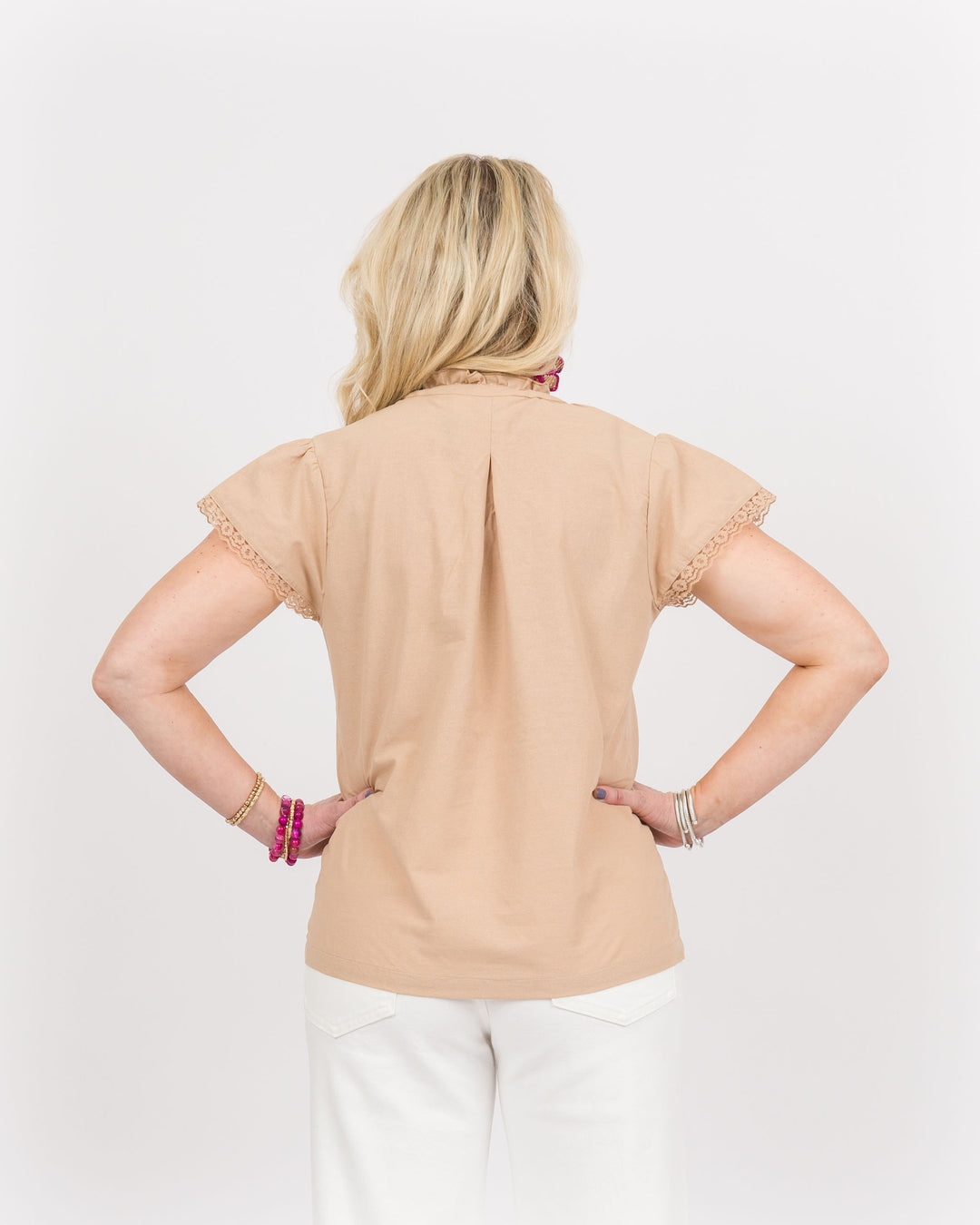 Etta Tie Front Top Sand-Final Sale