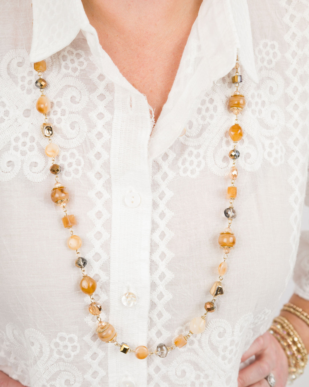 Soiree Chunky Bead Necklace Rose Gold