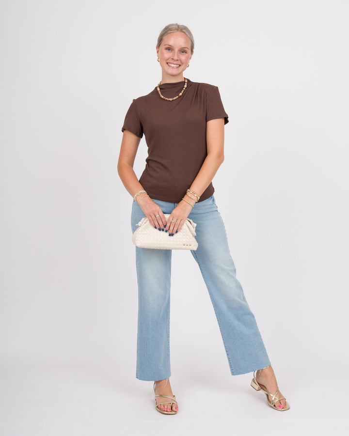 Lola Brown Mock Neck Top