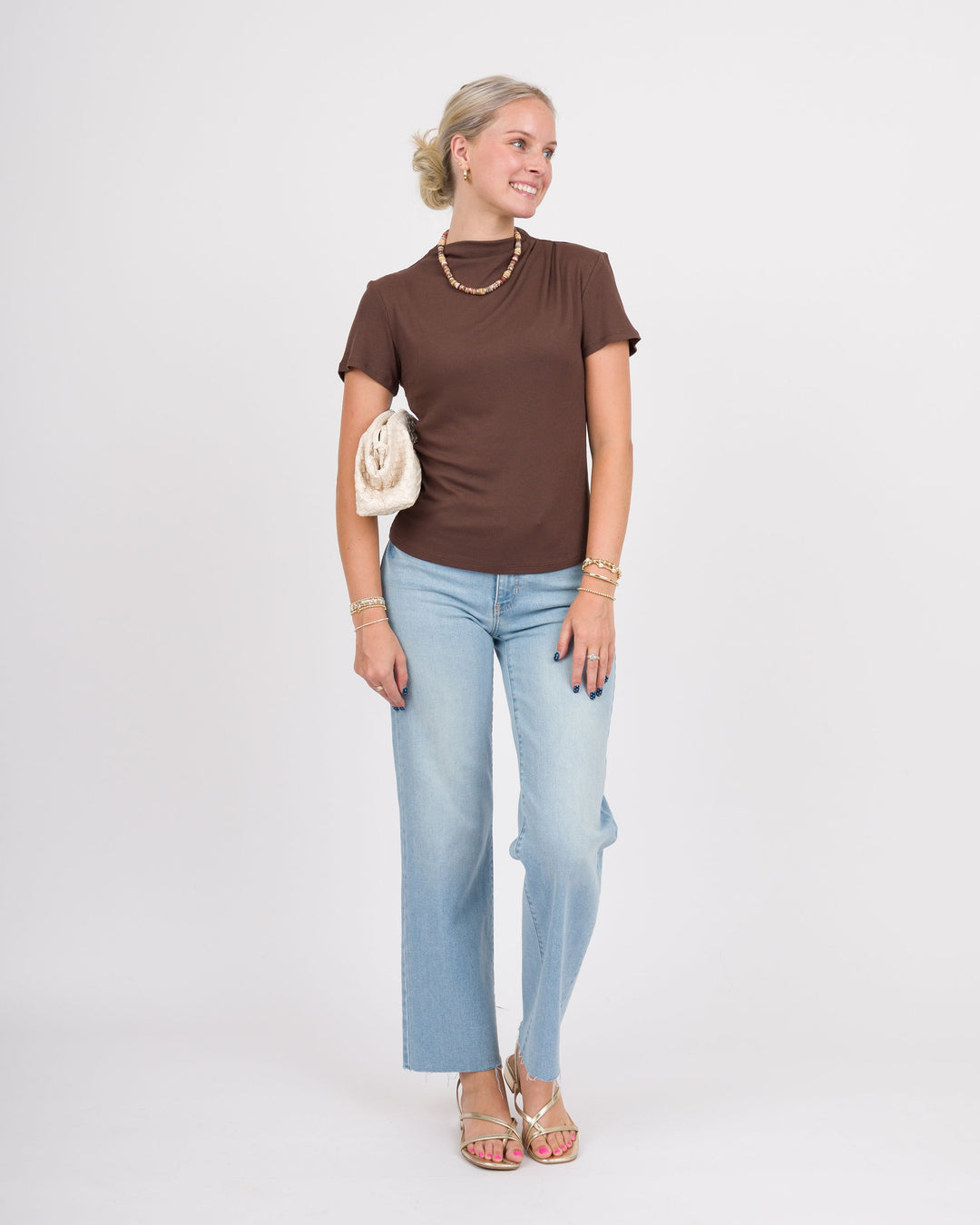 Lola Brown Mock Neck Top