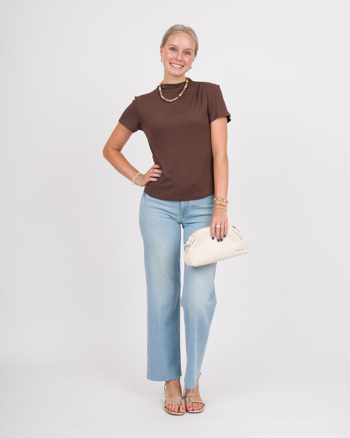 Lola Brown Mock Neck Top