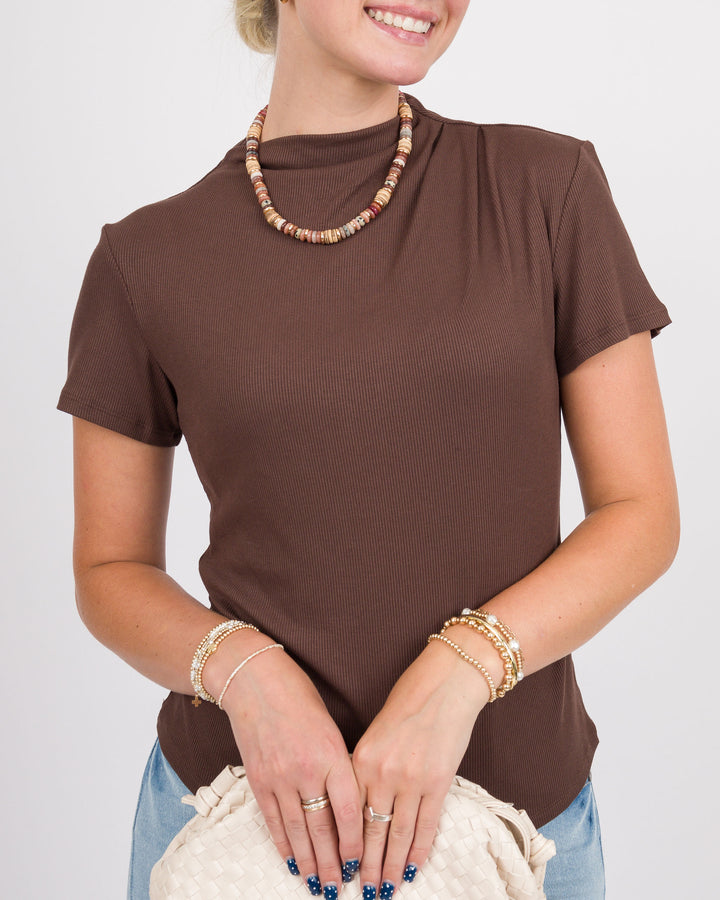Lola Brown Mock Neck Top