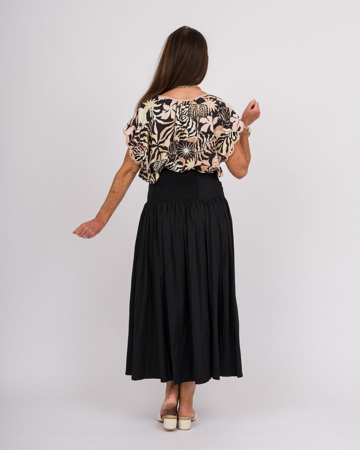 Maxi Skirt with Tie Waist - Black