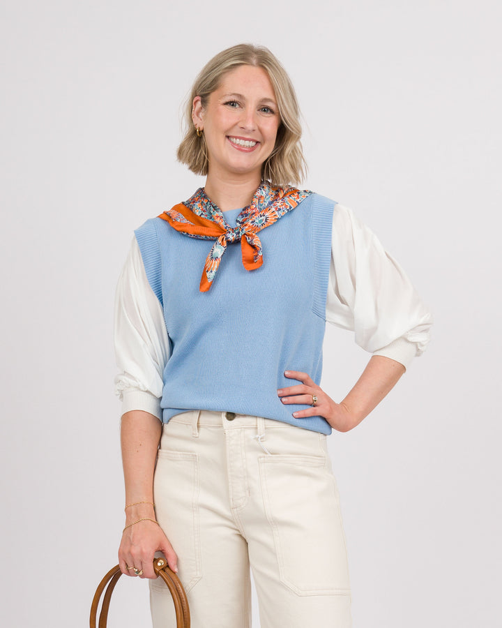 Betina Bubble Sleeve Top - Blue