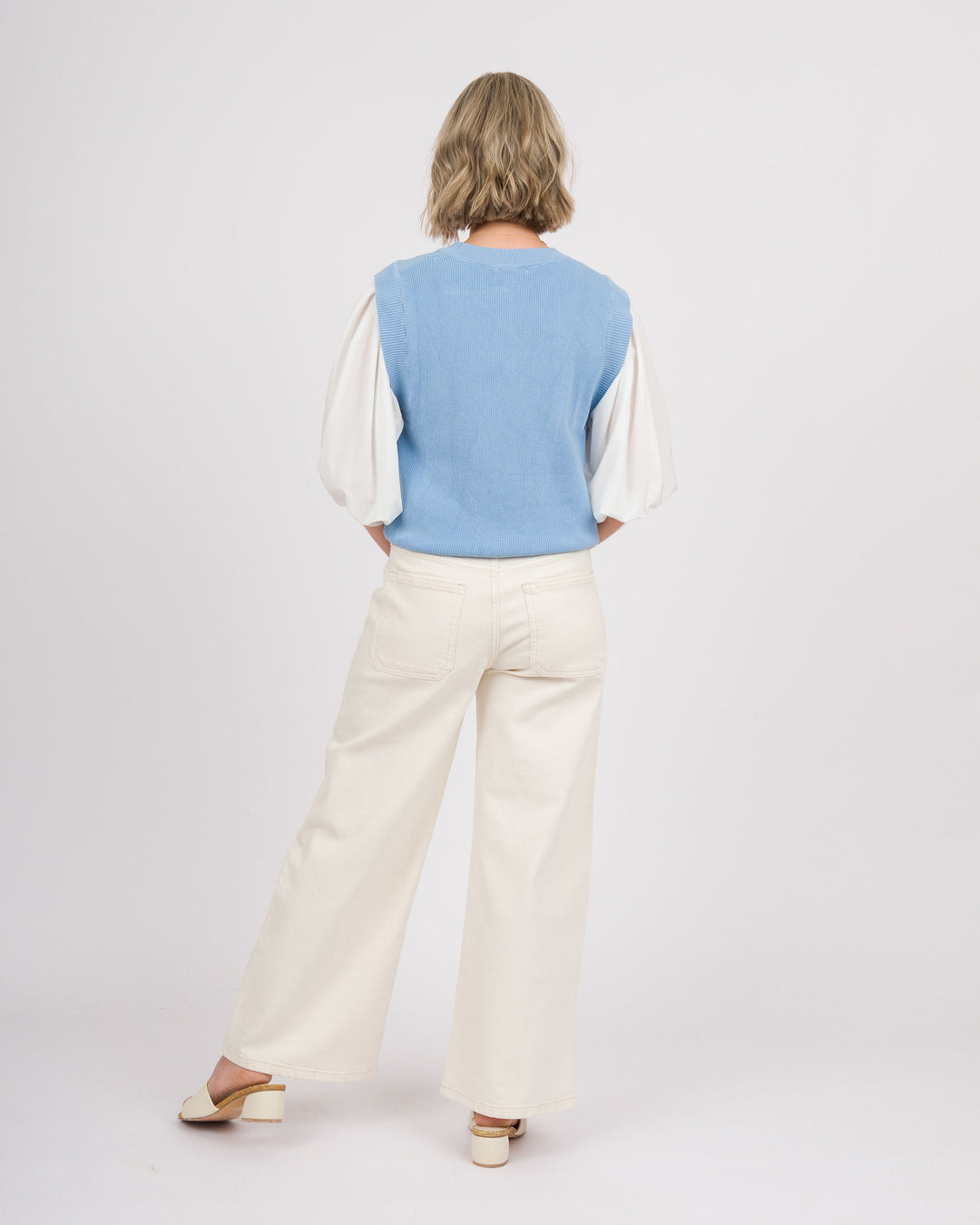 Betina Bubble Sleeve Top - Blue