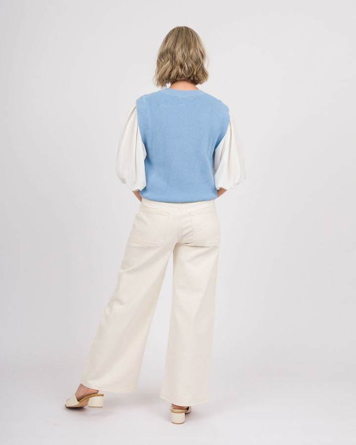 Betina Bubble Sleeve Top - Blue