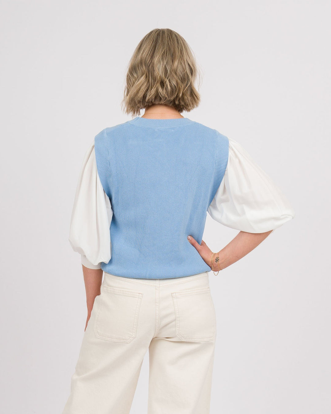 Betina Bubble Sleeve Top - Blue