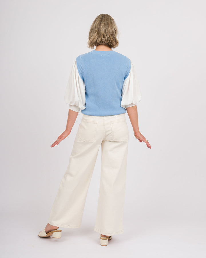Betina Bubble Sleeve Top - Blue