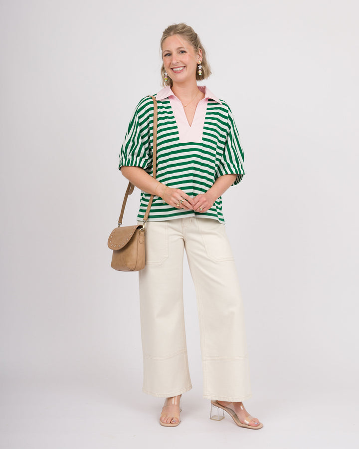 Watermelon Sugar Striped Top - Green