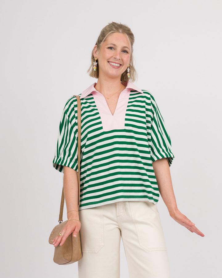 Watermelon Sugar Striped Top - Green