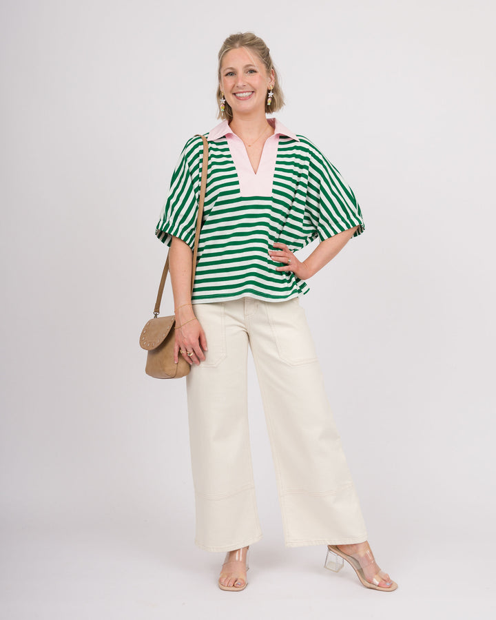 Watermelon Sugar Striped Top - Green
