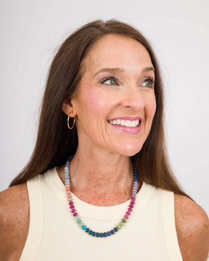 Multi Colored Bead Necklace - Blue