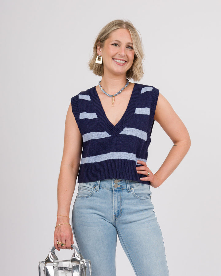 Case of the Blues Striped Sweater Vest