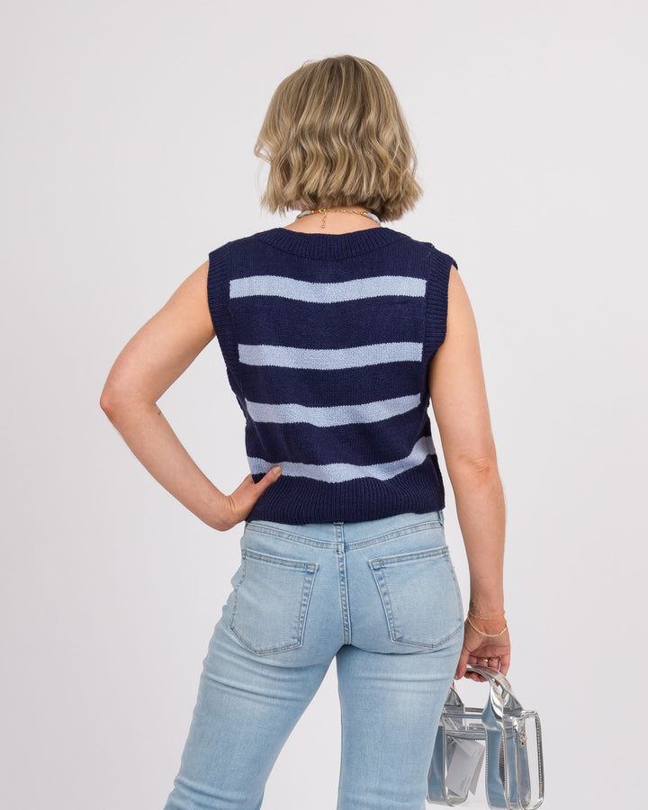 Case of the Blues Striped Sweater Vest