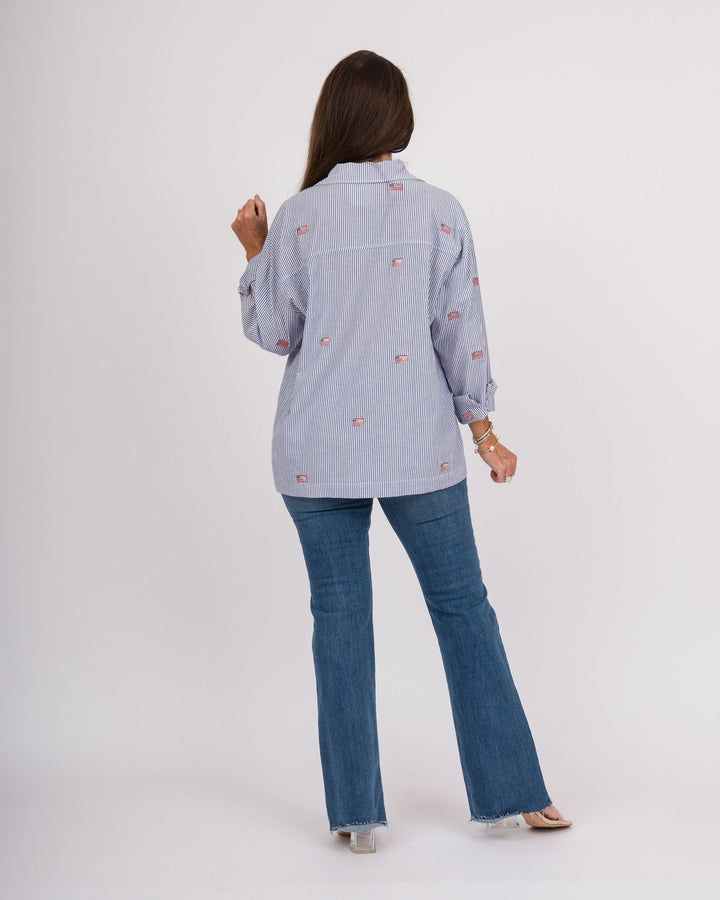 Striped Flag Top - Navy &amp; White