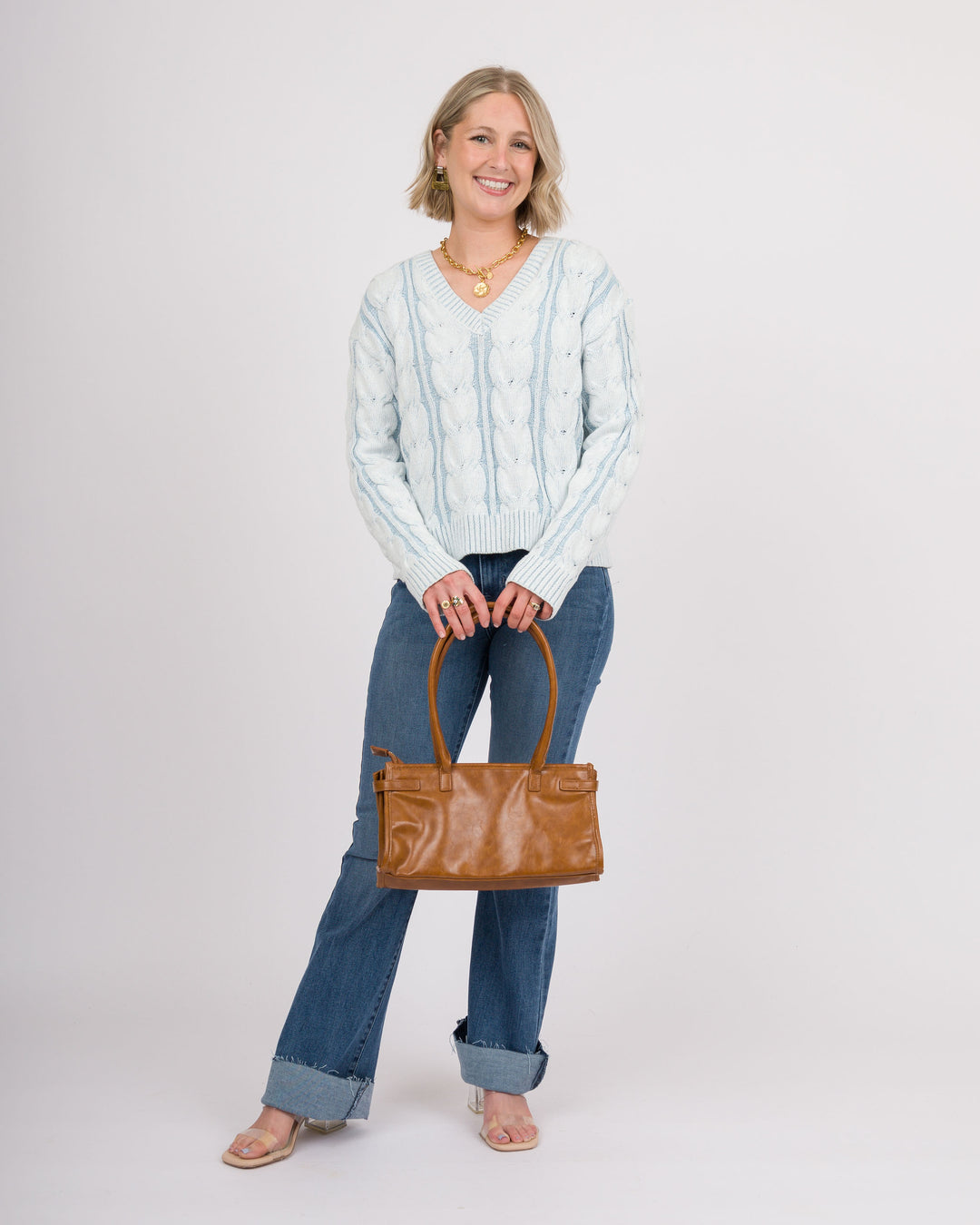 Frosted Sky V-Neck Sweater