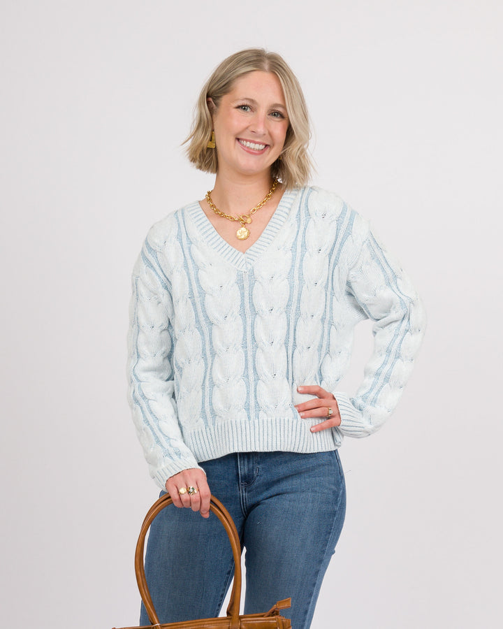 Frosted Sky V-Neck Sweater