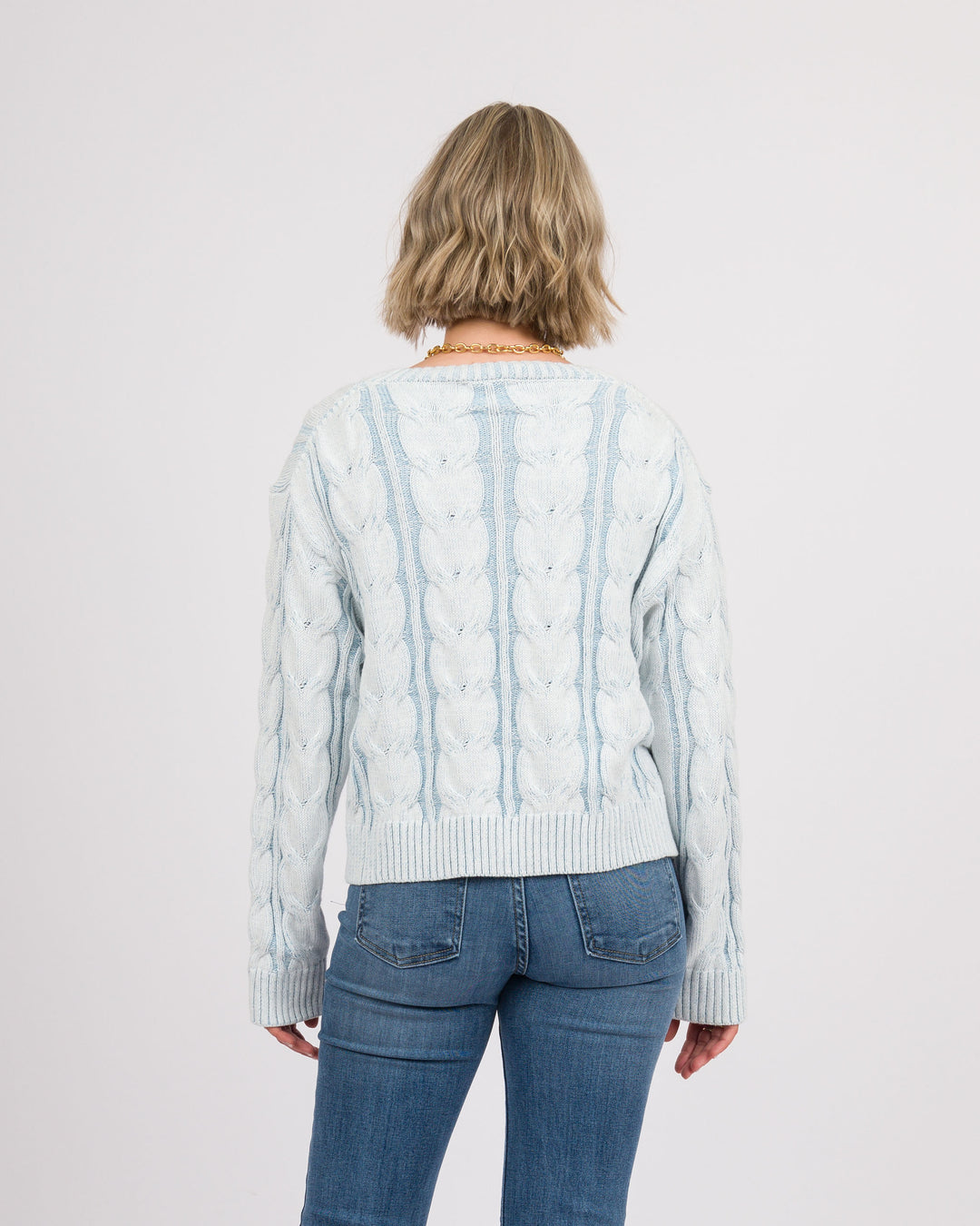 Frosted Sky V-Neck Sweater