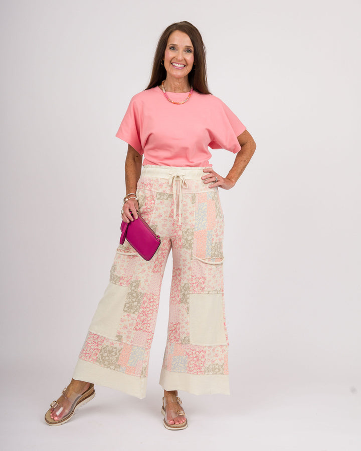Pollyanna Floral Patchwork Pants - Natural