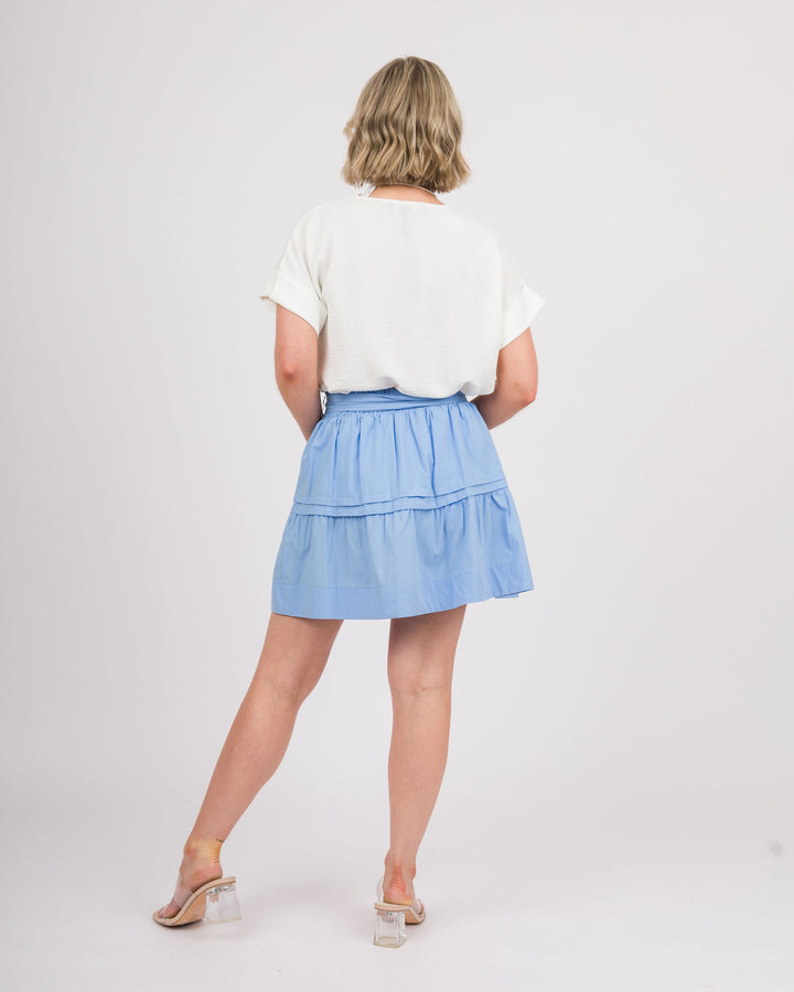 Tie Waist Mini Skirt - Pale Blue