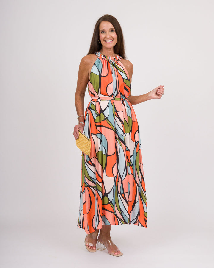 Stained Glass Halter Midi Dress