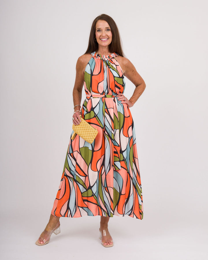 Stained Glass Halter Midi Dress