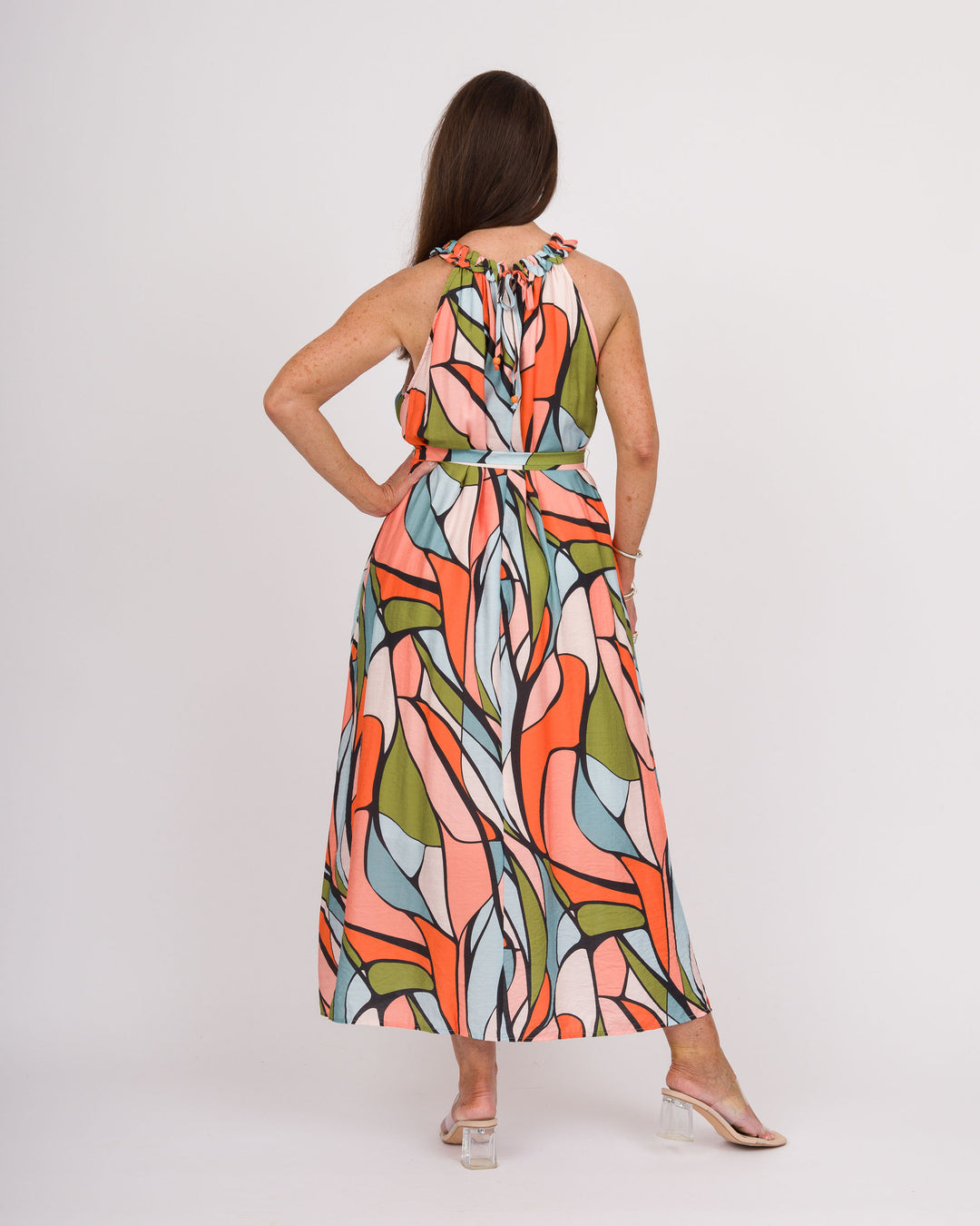 Jade Stained Glass Halter Midi Dress M