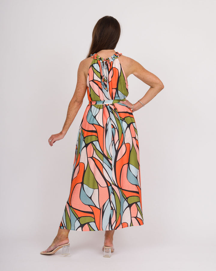 Stained Glass Halter Midi Dress