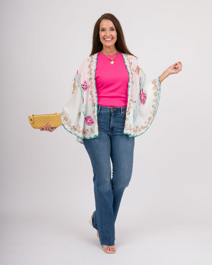 Angel Crew Neck Top Fucshia
