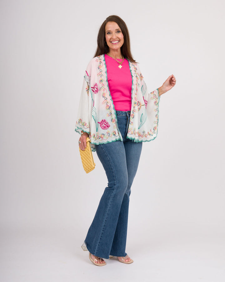 Angel Crew Neck Top Fucshia