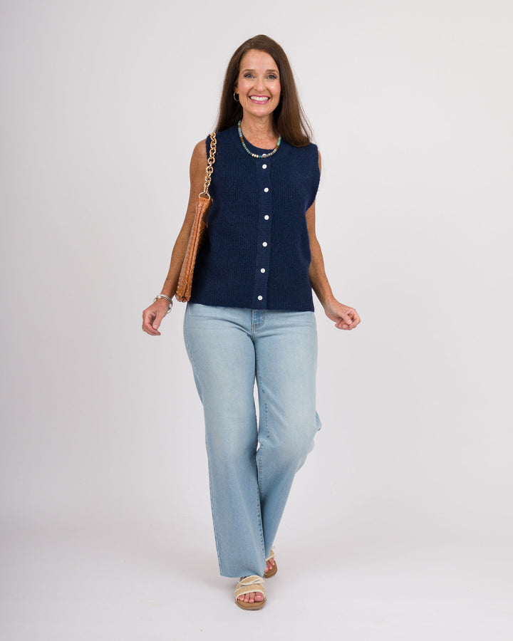 Navy Cardigan Vest