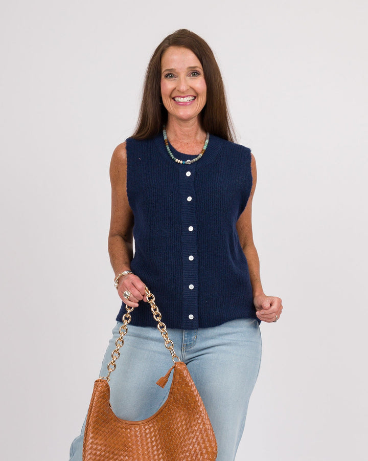 Navy Cardigan Vest