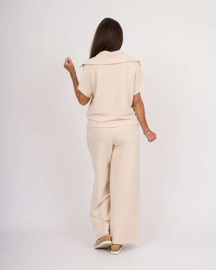Spanx AirEssentials French Rib Short Sleeve Half Zip - Toasted Coconut