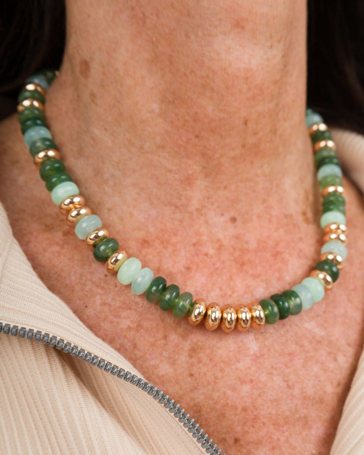 Stone Rondelle Metal Necklace