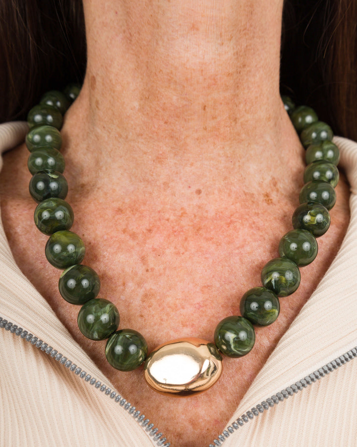 Large Jade Bold Gold Pendant