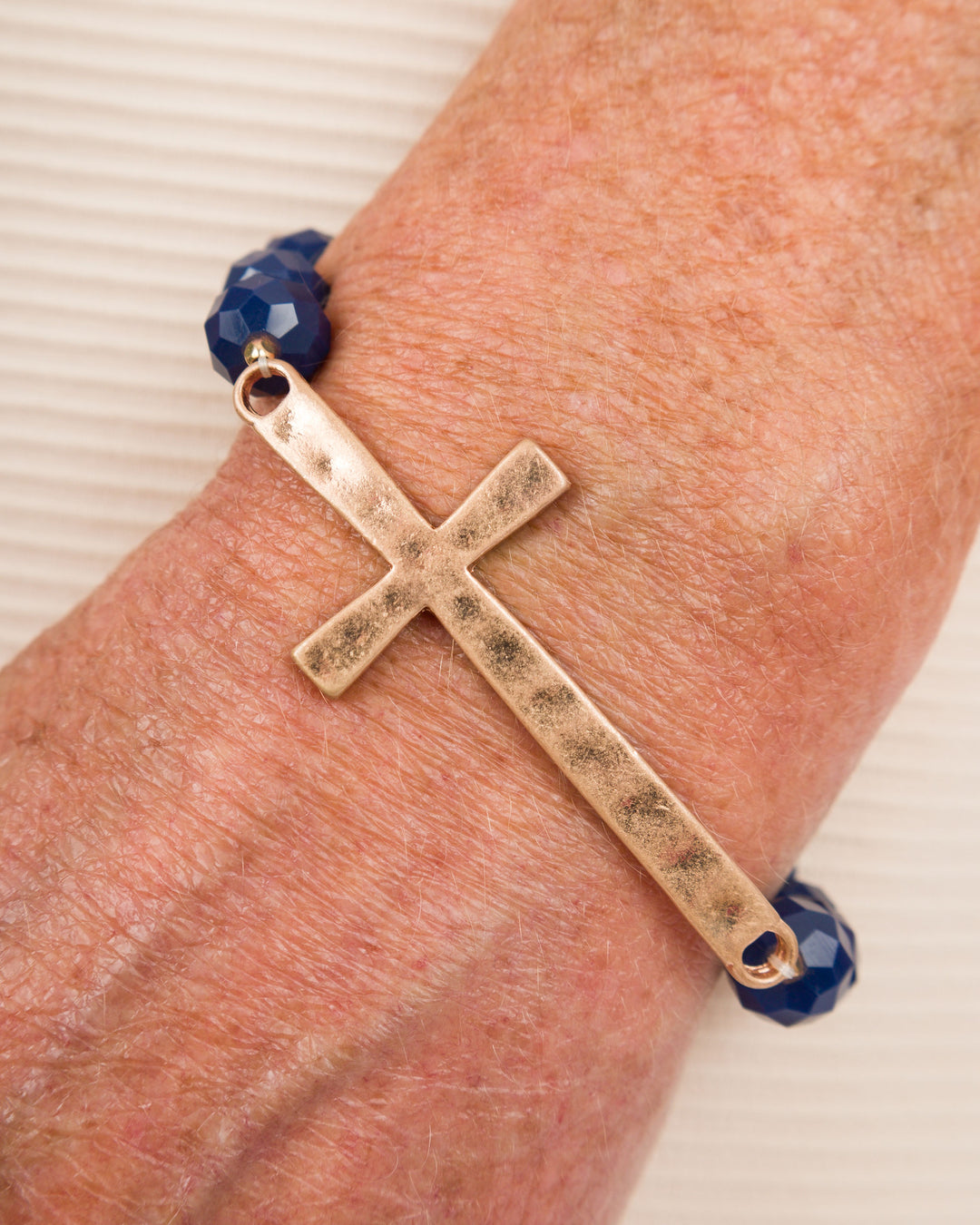 Beaded Cross Bracelet Blue