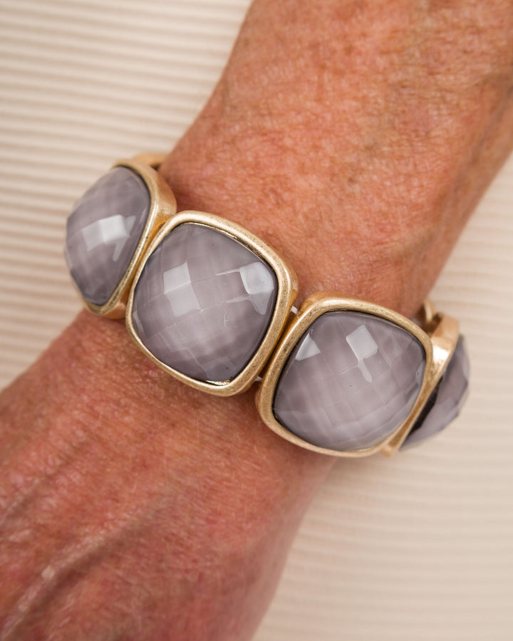 Square Stone Statement Bracelet - Gray