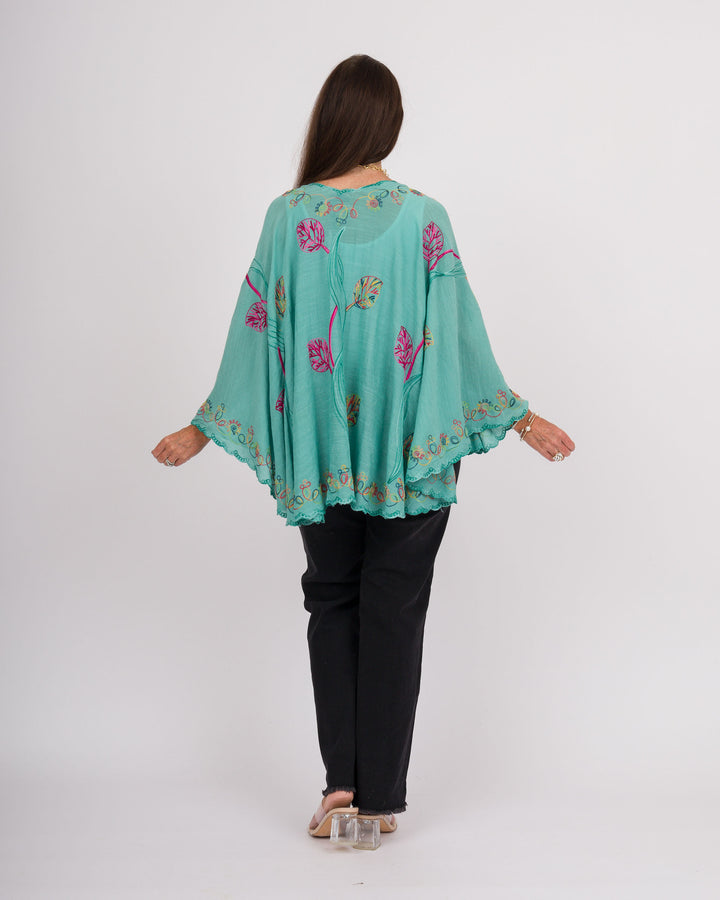 Jovie Embroidered Wrap - Teal