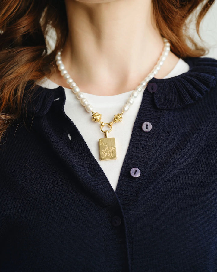 Susan Shaw Bird Bam Mahjong Pearl Necklace