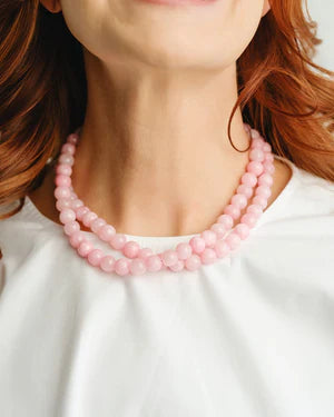 Susan Shaw Jade Double Strand Necklace - Light Pink