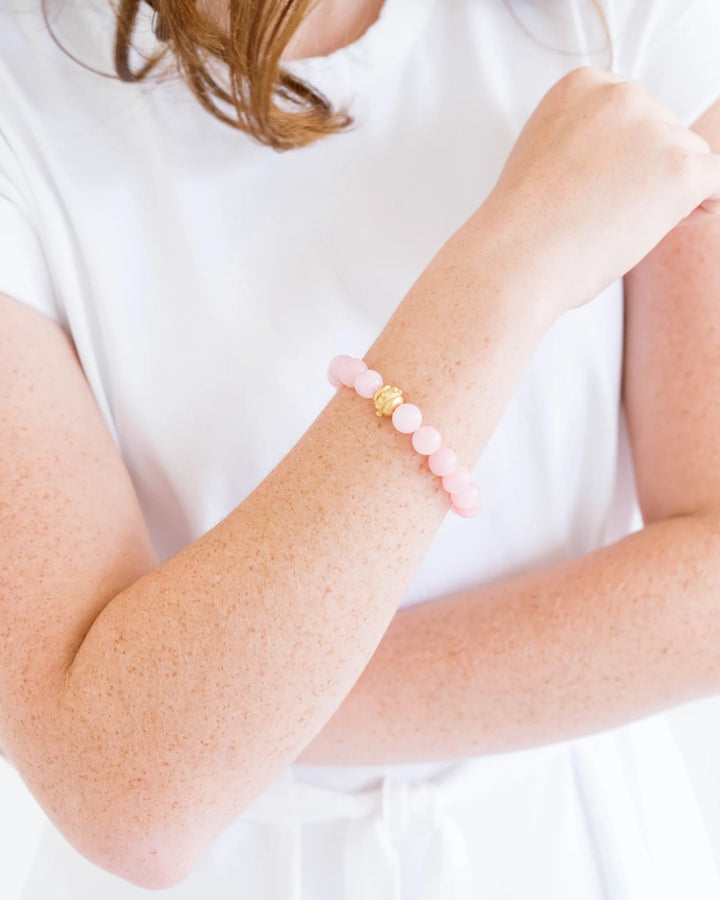 Susan Shaw Bailey Stretch Bracelet - Pink Jade