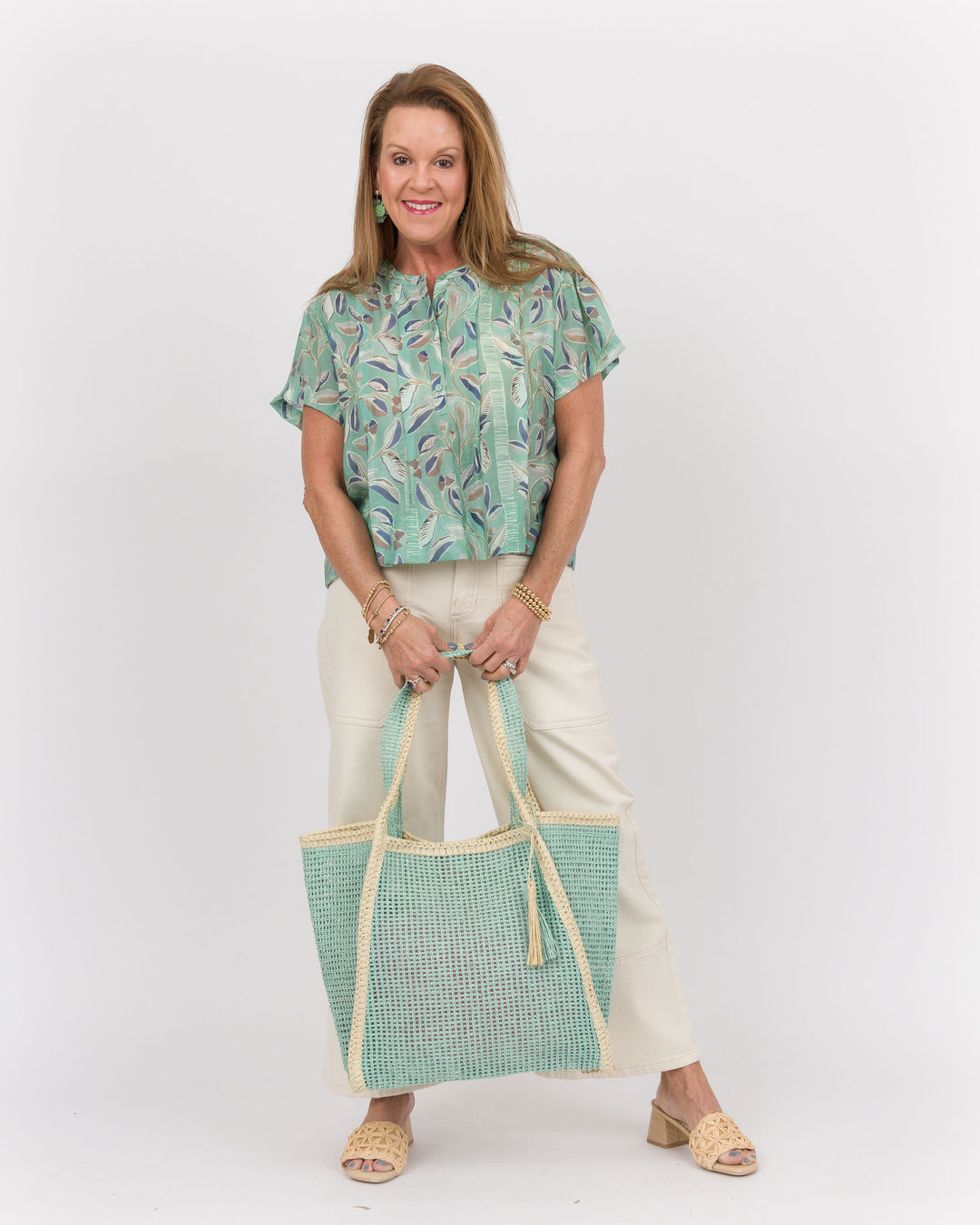 Button Down Top - Topaz Green