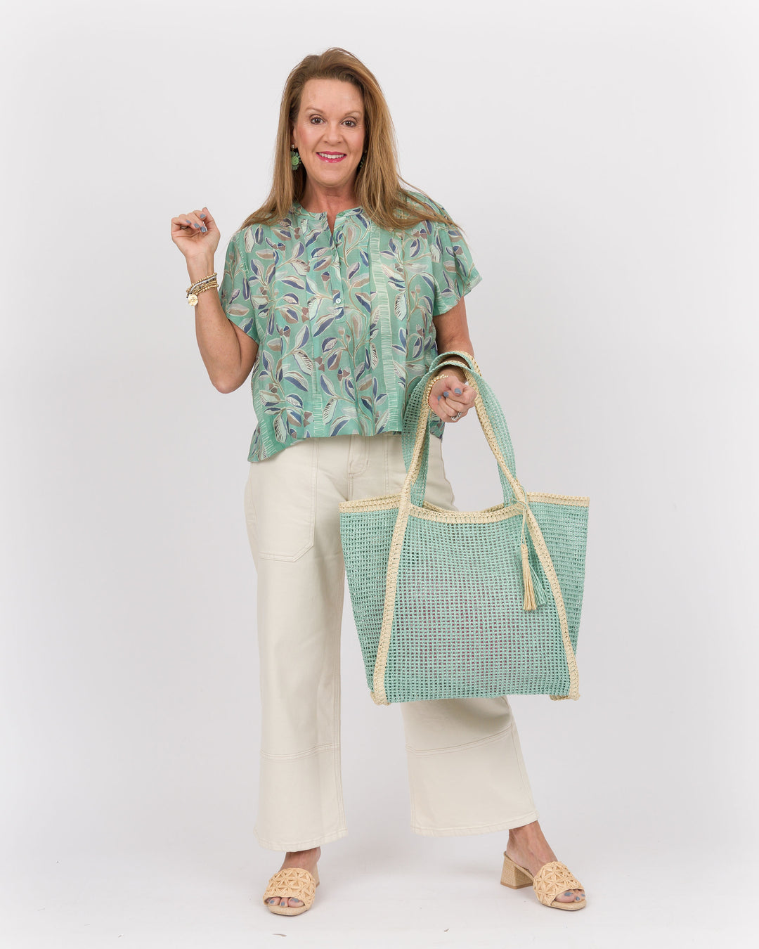 Button Down Top - Topaz Green