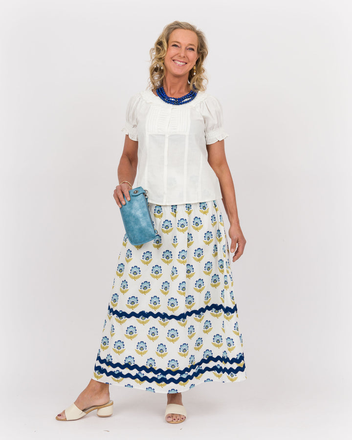 Ruffled Neckline Top - Off-White