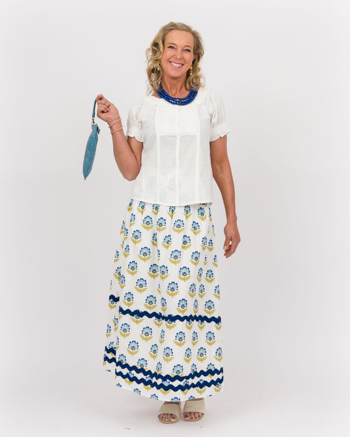 Ruffled Neckline Top - Off-White