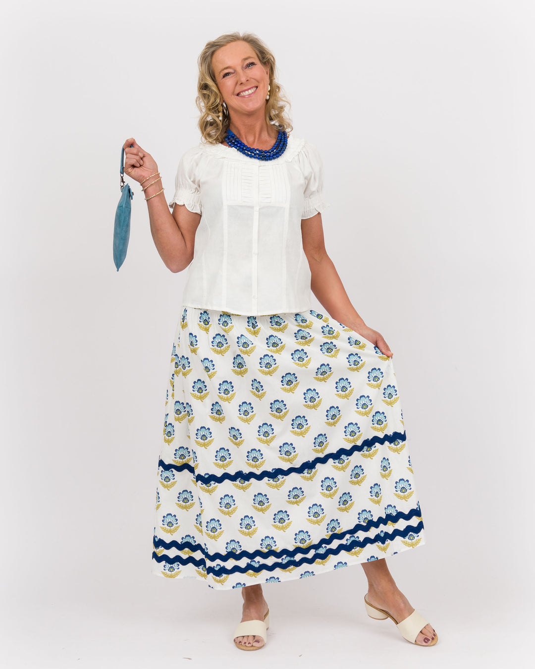 Ruffled Neckline Top - Off-White