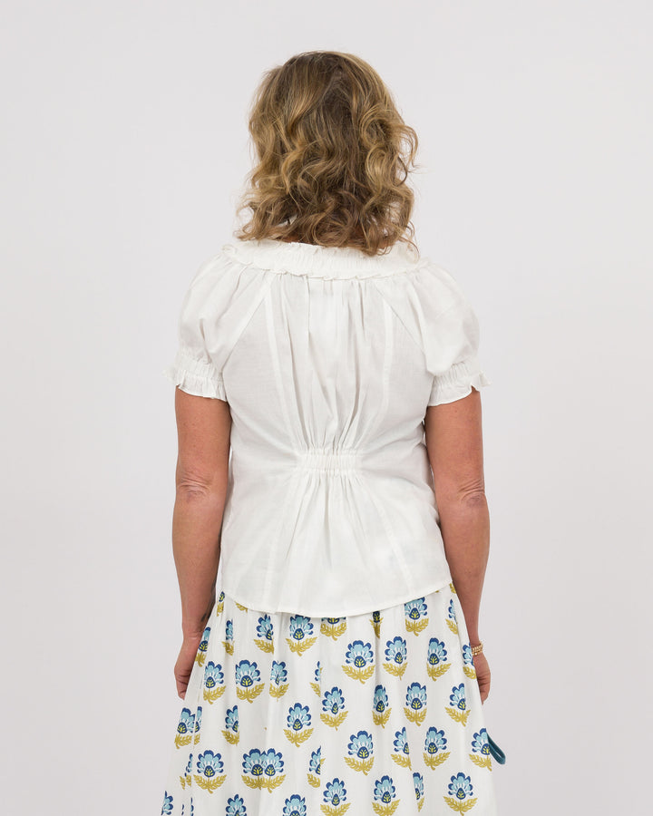 Ruffled Neckline Top - Off-White