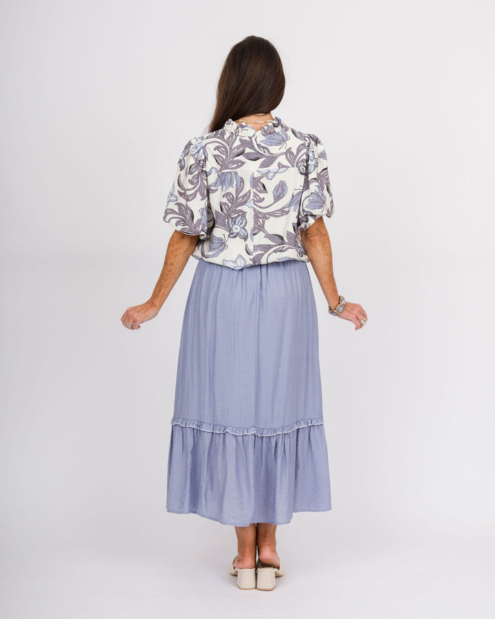 Lush Blossom Print Top - Grey