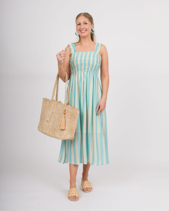 Nalani Striped Midi Dress - Light Blue