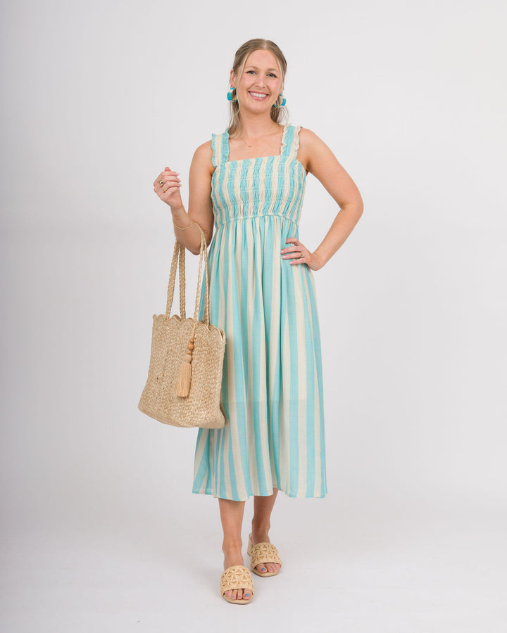 Nalani Striped Midi Dress - Light Blue